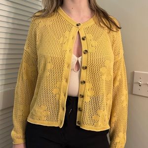 Madewell Knitted Yellow Floral Cardigan